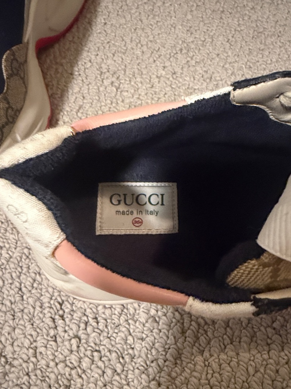 Gucci Navy, Pink & Cream GG Canvas Runner Sneakers - Picture 6 of 9